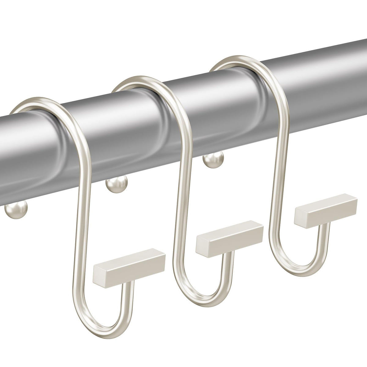 Bathway Shower Curtain Hooks, Black Shower Curtain Rings Rust Proof, 12PCS Shower Hooks for Shower Curtain, T-Bar Design Convenient Elegant Shower Curtain Hangers for Bathroom Kitchen Wardrobe