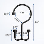 Bathway Shower Curtain Hooks Matte Black Shower Curtain Rings, 12 Pcs Double Hook Shower Curtain Hooks Rings Shower Curtain Hangers Rust Proof, Metal Shower Hooks for Bathroom Shower Curtain Rod
