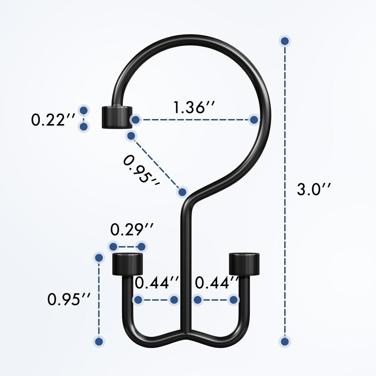 Bathway Shower Curtain Hooks Matte Black Shower Curtain Rings, 12 Pcs Double Hook Shower Curtain Hooks Rings Shower Curtain Hangers Rust Proof, Metal Shower Hooks for Bathroom Shower Curtain Rod