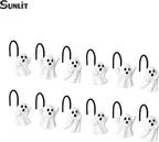 Sunlit Ghost Shower Curtain Hooks, Home Decorative Shower Curtain Rings for Bathroom, Halloween Shower Curtain Hangers Bathroom Accessories, Set of 12