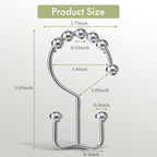 Amazer Shower Curtain Hooks Rings, Rust-Resistant Stainless Steel Double Shower Curtain Hooks, Shower Hooks for Shower Curtain and Liner Bathroom, Set of 12, Chrome