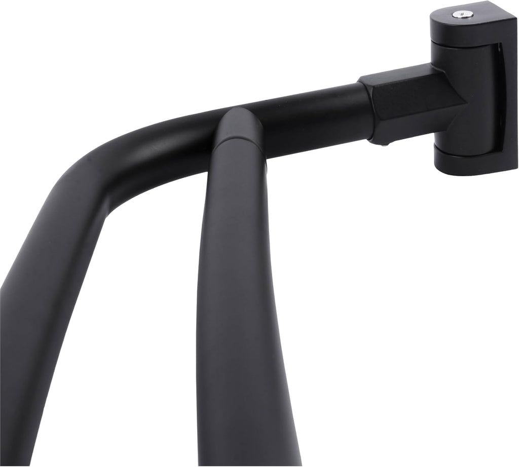 JS Jackson Supplies Double Curved Shower Rod, Metal Construction, Adjustable Between 44 to 70 Inches, Aluminum Rods and Zinc Mounting Hardware, Quality Modern Bathware, Black Finish