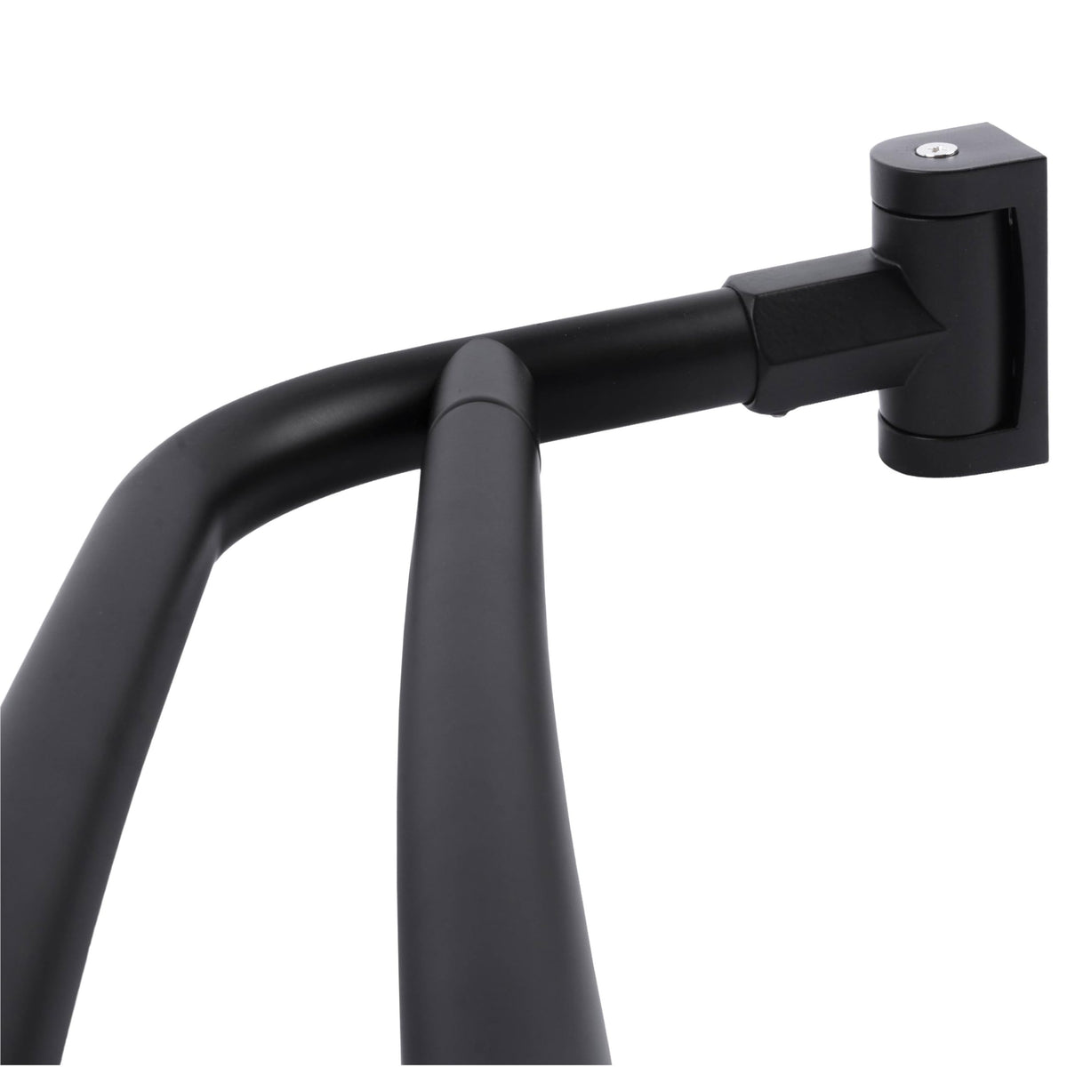 JS Jackson Supplies Double Curved Shower Rod, Metal Construction, Adjustable Between 44 to 70 Inches, Aluminum Rods and Zinc Mounting Hardware, Quality Modern Bathware, Black Finish