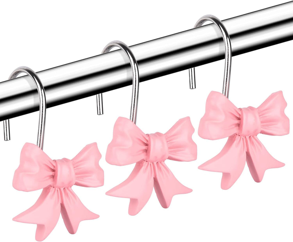 12 pcs Bow Knot Shower Curtain Hooks,Home Decorative Shower Curtain Rings