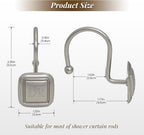 DR Monogram Shower Curtain Hooks, Set of 12, Smooth-Glide Curved Metal Hooks, Heavy-Duty Stainless Steel & Zinc Alloy, Electroplated Finish, Fits Most Standard Shower Rods (Nickel)