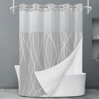 LXBNI Ringless Shower Curtain with Snap-in Liner, Gray White, 71 x 74 Inch