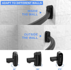 Tlooe Curved Shower Curtain Rod, 45-72 inches Adjustable Arched Shower Curtain Curved Rods, Rustproof Round Never Fall Design for Bathroom, Black, Need to Drill