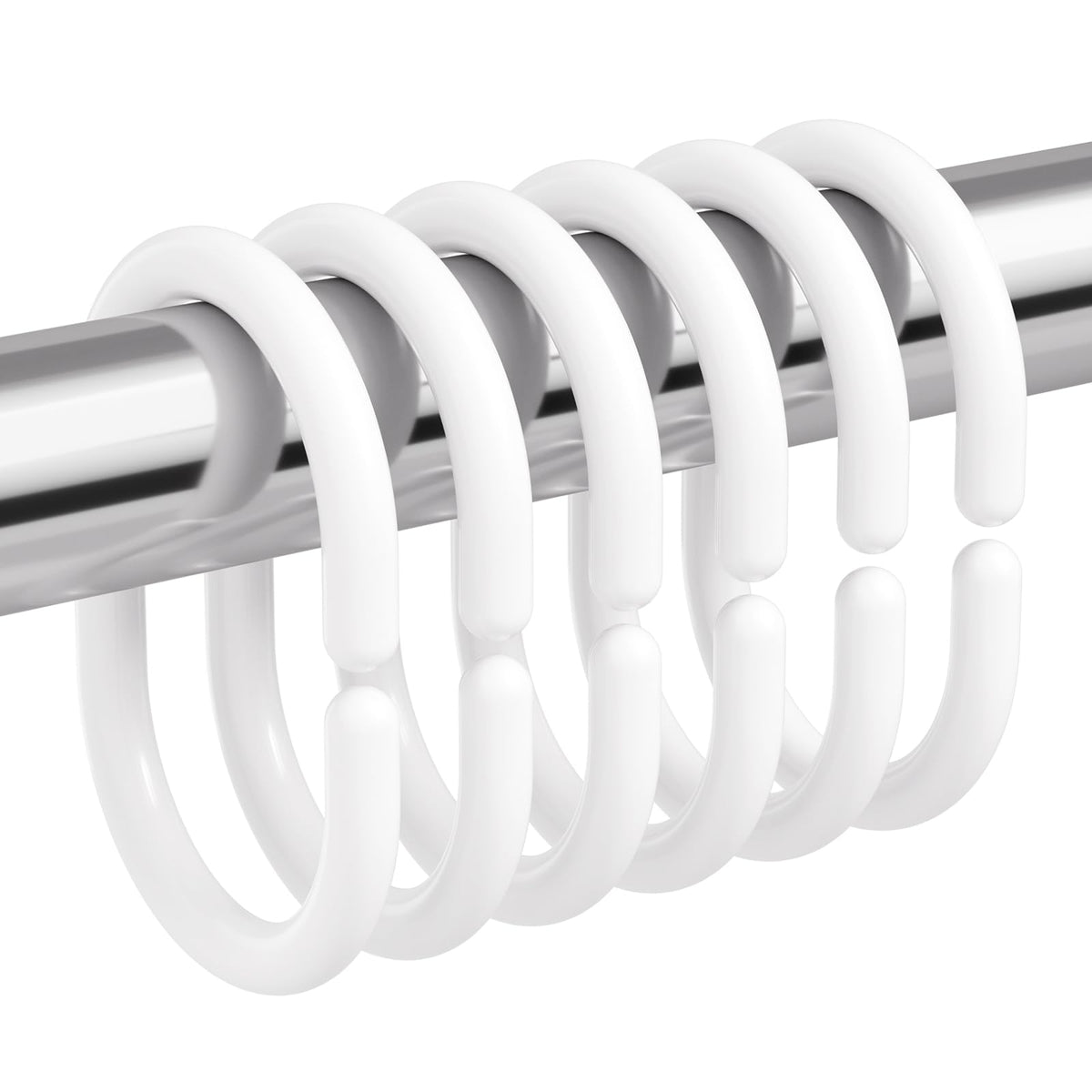 Amazer White Shower Curtain Hooks Rings, 24 Pcs Plastic Shower Curtain Rings, Plastic Shower Curtain Hooks for Bathroom Shower Rod, White Shower Hooks Rings Loops for Shower Curtain