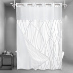 LXBNI Ringless Shower Curtain with Snap-in Liner, Gray White, 71 x 74 Inch