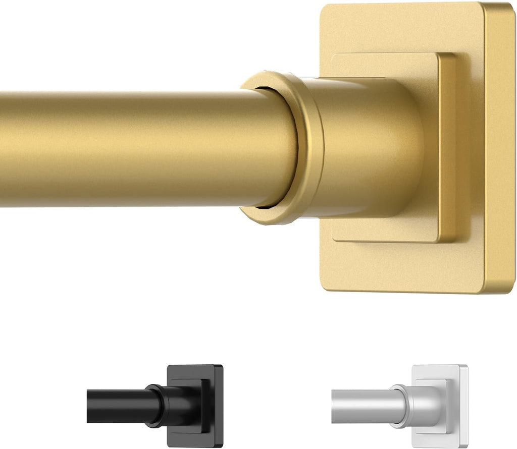 UIOSANRT Gold Shower Curtain Rod 31-79 Inches Non-Slip Shower Rod Tension Mounted No Drill Shower Curtain Rods Spring Tension Rod Adjustable Tension Curtain Rod for Windows Bathroom