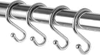 Metal Shower Curtain Hooks，Set of 12 Rings，Rust Resistant S Shaped Hooks Hangers for Shower Curtains, Kitchen Utensils, Clothing, Towels, etc. (Gold)
