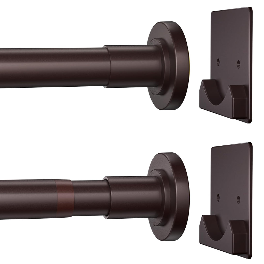 CorkLatta Matte Black Shower Curtain Rod,1 Inch Diameter Stainless Steel Adjustable Spring Tension Rods 32 to 80",with Holders,Anti-Slip,Curtain Rods No Drilling(1 Pack)