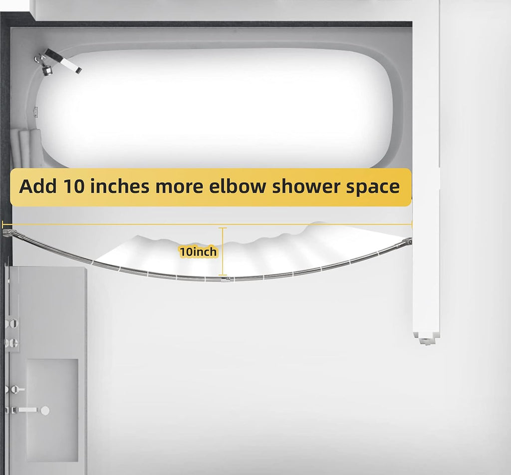 Chrsouly Curved Shower Curtain Rod, Heavy Duty, Adjustable 42-72 inch