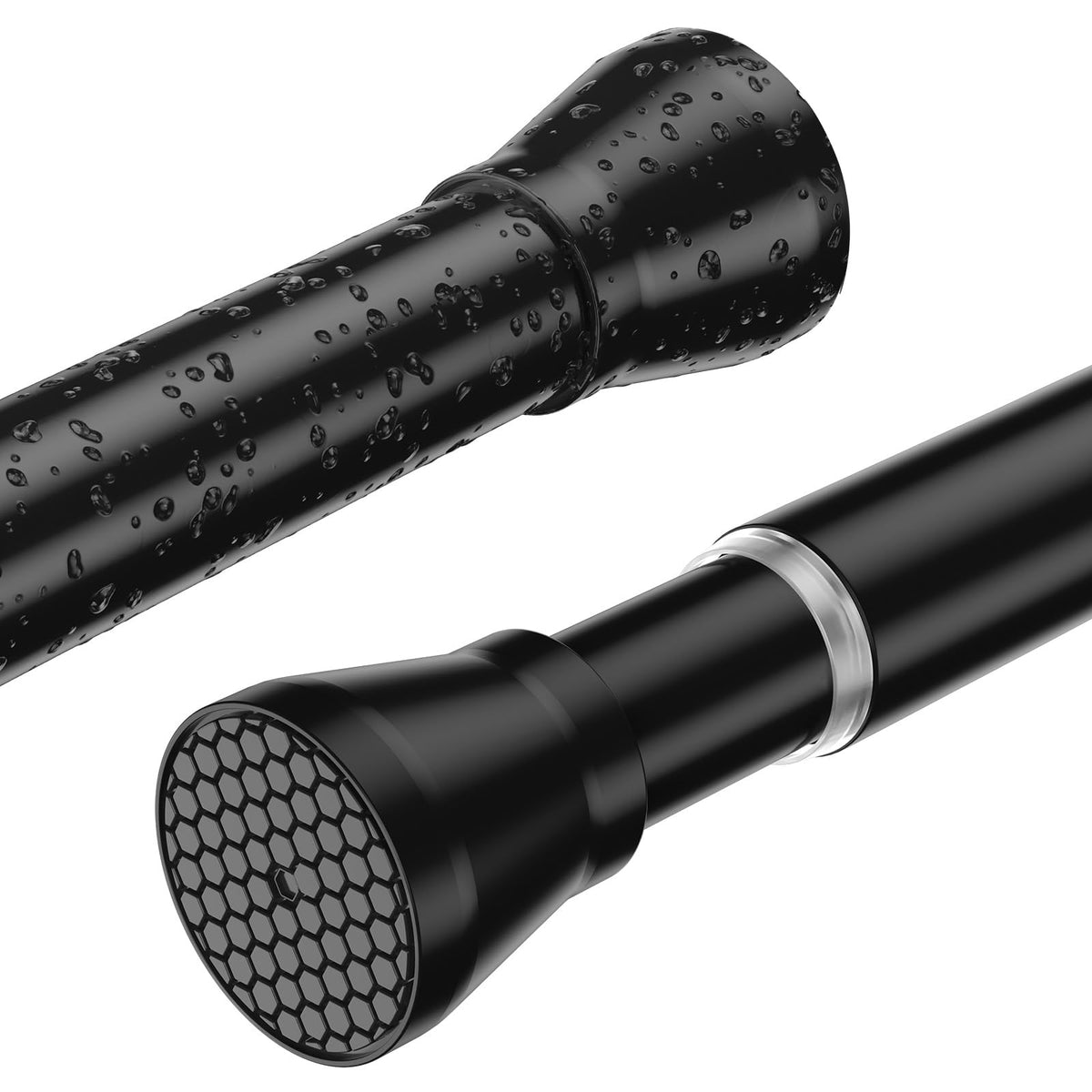 Black Tension Curtain Rod for Windows 28 to 48 Inch Spring Curtain Rods