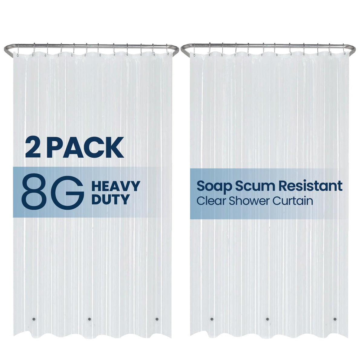 LiBa White Fabric Shower Curtain 72x72 Waterproof Heavy Duty Liner