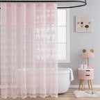 TUDECO Lace Brown Shower Curtain with Attached Valance, 72 x 72 Inch