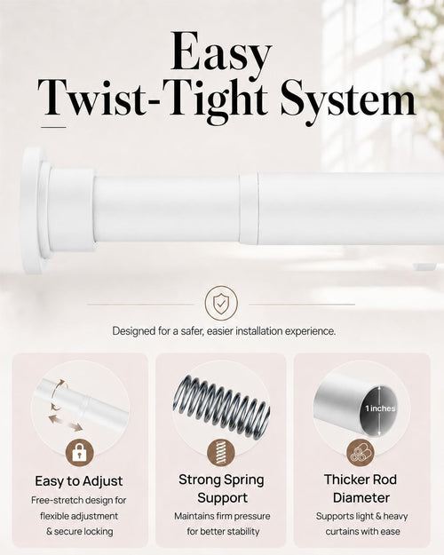 ALLZONE Tension Shower Curtain Rod, 29-84 In, Spring Loaded Curtain Rod