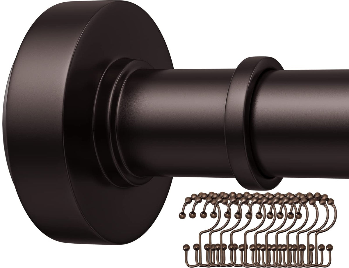 Black Tension Shower Curtain Rod – Adjustable 18-79 Inches, Fits 20-78 Inch Spaces (Ideal for 72" Wide Bathrooms), No Drill Rust Resistant Spring Rod for Bathroom