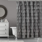 White Ruffle Shower Curtain for Bathroom,72 x 72 Inches, Farmhouse Style