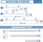 SUNALLY Shower Curtain Rod Adjustable 32-61 in Tension Curtain Rods, White