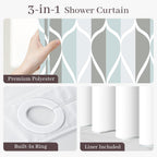 Yiatn Gray Ringless Shower Curtain with Snap-in Liner, 71 x 74 Inch