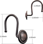 CHICTIE Bronze Shower Curtain Hooks,Oil Rubbed Decorative Shower Rings,Set of 12 Rust Resistant Shower Hooks Hangers for Bathroom Curtains Rods(Oil-Rubbed Bronze)