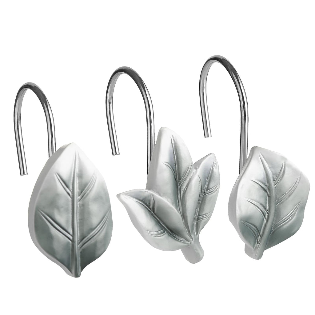 SageGreen Plant Leaf Shower Curtain Hooks,Eucalyptus Bathroom Decor,12PCS