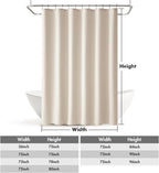 MIULEE 72 x 90 Extra Long Linen Shower Curtain Cream Beige 12 Metal Hooks