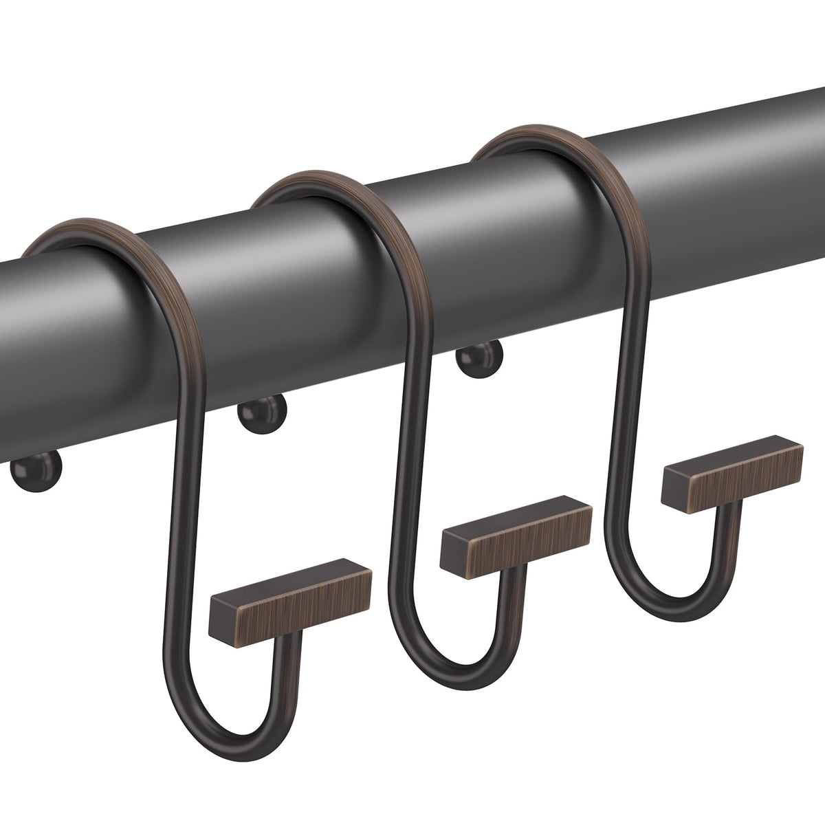 Bathway Shower Curtain Hooks, Black Shower Curtain Rings Rust Proof, 12PCS Shower Hooks for Shower Curtain, T-Bar Design Convenient Elegant Shower Curtain Hangers for Bathroom Kitchen Wardrobe