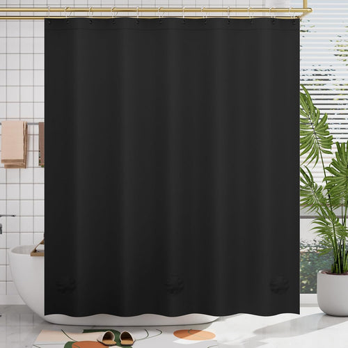 AmazerBath Black Shower Curtain Liner Plastic, Thick PEVA Shower Curtain Black, Dark Shower Liner Heavy Duty 8G, Black Bathroom Curtain Waterproof with 3 Weighted Stones and 12 Grommets, 72x72 Inches
