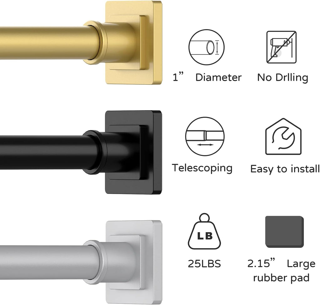 UIOSANRT Gold Shower Curtain Rod 31-79 Inches Non-Slip Shower Rod Tension Mounted No Drill Shower Curtain Rods Spring Tension Rod Adjustable Tension Curtain Rod for Windows Bathroom