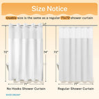 RiverDream Heavyweight Waffle No Hook Shower Curtain with Liner,White,71x74