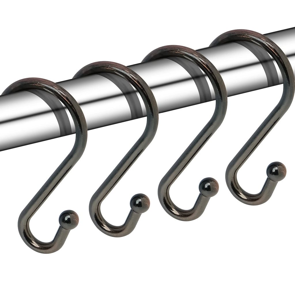 Gidse Metal Shower Curtain Hooks, Set of 12, Rust Proof Shower Curtain Hooks Rings, Durable S Shaped Hooks Hangers for Shower Curtains, Kitchen Utensils, Clothes, Towels (Chrome)