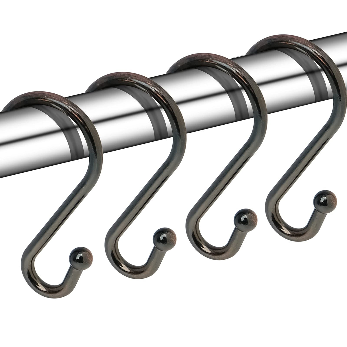 Gidse Metal Shower Curtain Hooks, Set of 12, Rust Proof Shower Curtain Hooks Rings, Durable S Shaped Hooks Hangers for Shower Curtains, Kitchen Utensils, Clothes, Towels (Chrome)