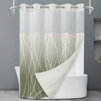 LXBNI Ringless Shower Curtain with Snap-in Liner, Gray White, 71 x 74 Inch