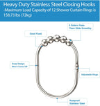 MENGJINGO 12PCS Wide Shower Curtain Hooks Rings, Rust Proof Stainless Steel, Heavy Duty Shower Hooks Rings for Bathroom Shower Rods Curtains Liners, Easy Glide Rollers, Set of 12, Chrome