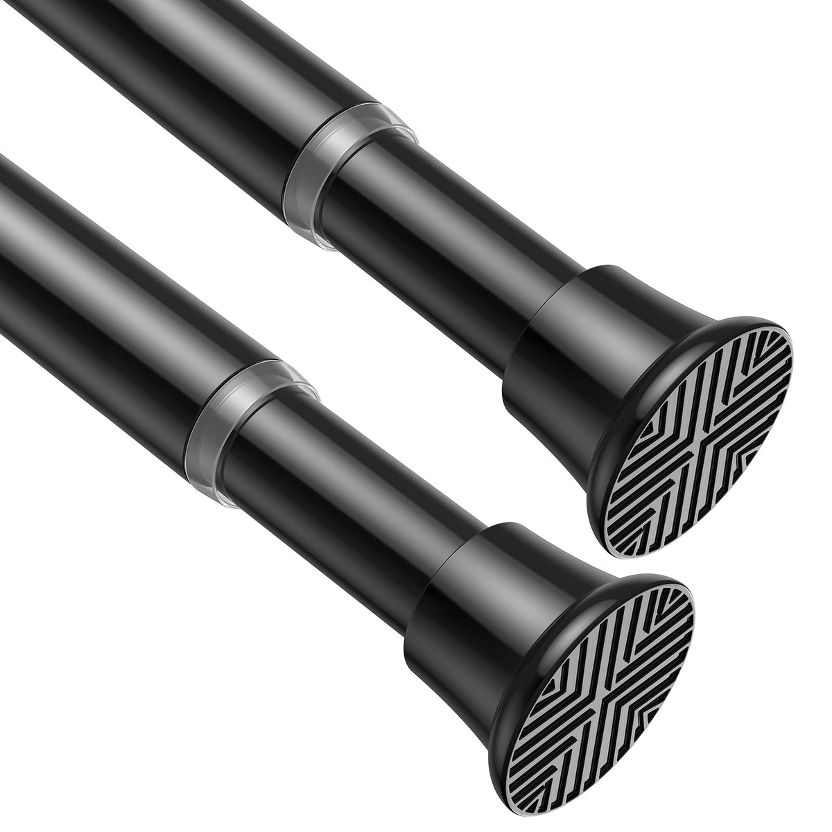 AIZESI Tension Rod 24-46 inch, Tool-Free No Drill Spring Curtain Rod, Black