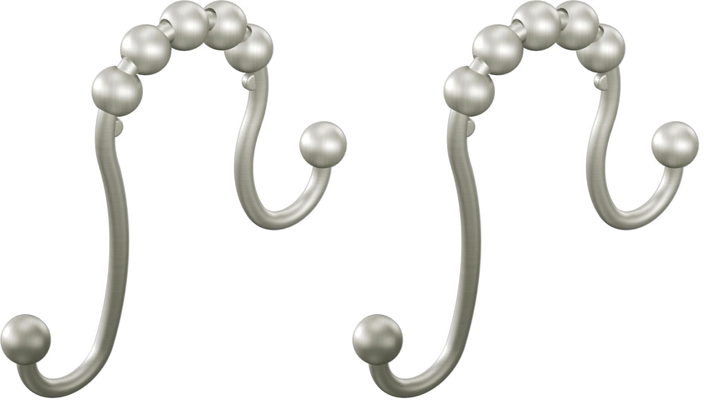Moen Brushed Nickel Shower Curtain Rings with Double Hooks for Bathroom Shower Rod, (Pack of 12), SR2201BN