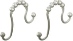 Moen Brushed Nickel Shower Curtain Rings with Double Hooks for Bathroom Shower Rod, (Pack of 12), SR2201BN