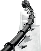 iDesign Curved Metal Shower Curtain Rod, Adjustable Customizable Curtain Rod for Bathtub, Stall, Closet, Doorway, 41-72 Inches, Matte Black,79077