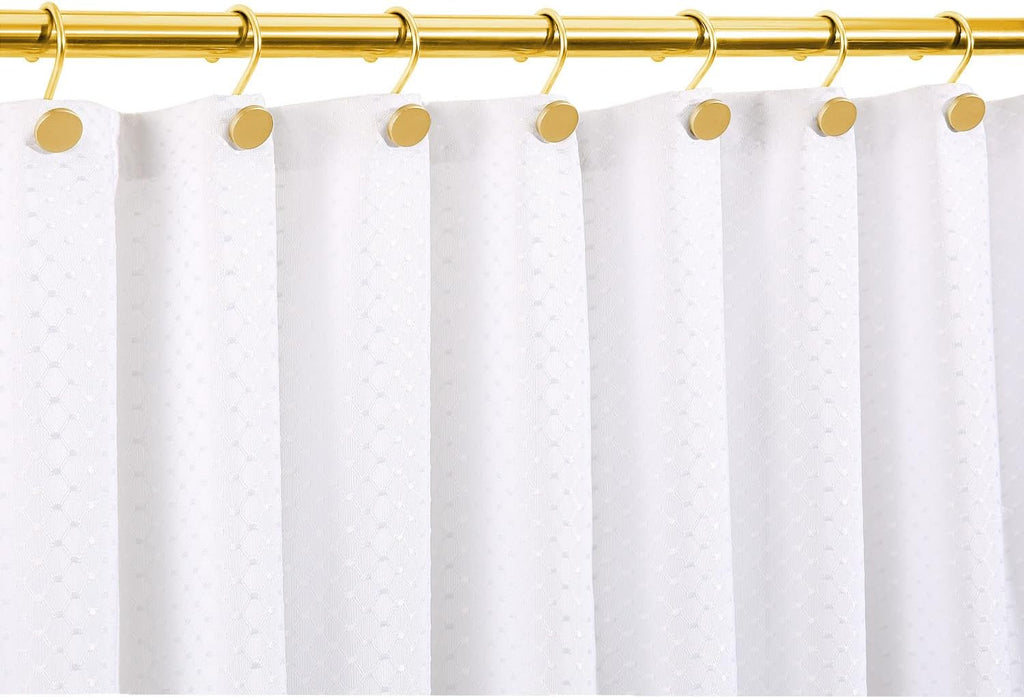 CHICTIE Gold Shower Curtain Hooks, Rustproof Shower Curtain Rings for Bathroom, Metal Shower Hooks for Shower Curtain Rod, Modern Decorative Shower Curtain Hangers Set of 12, Round Heavy Duty Design