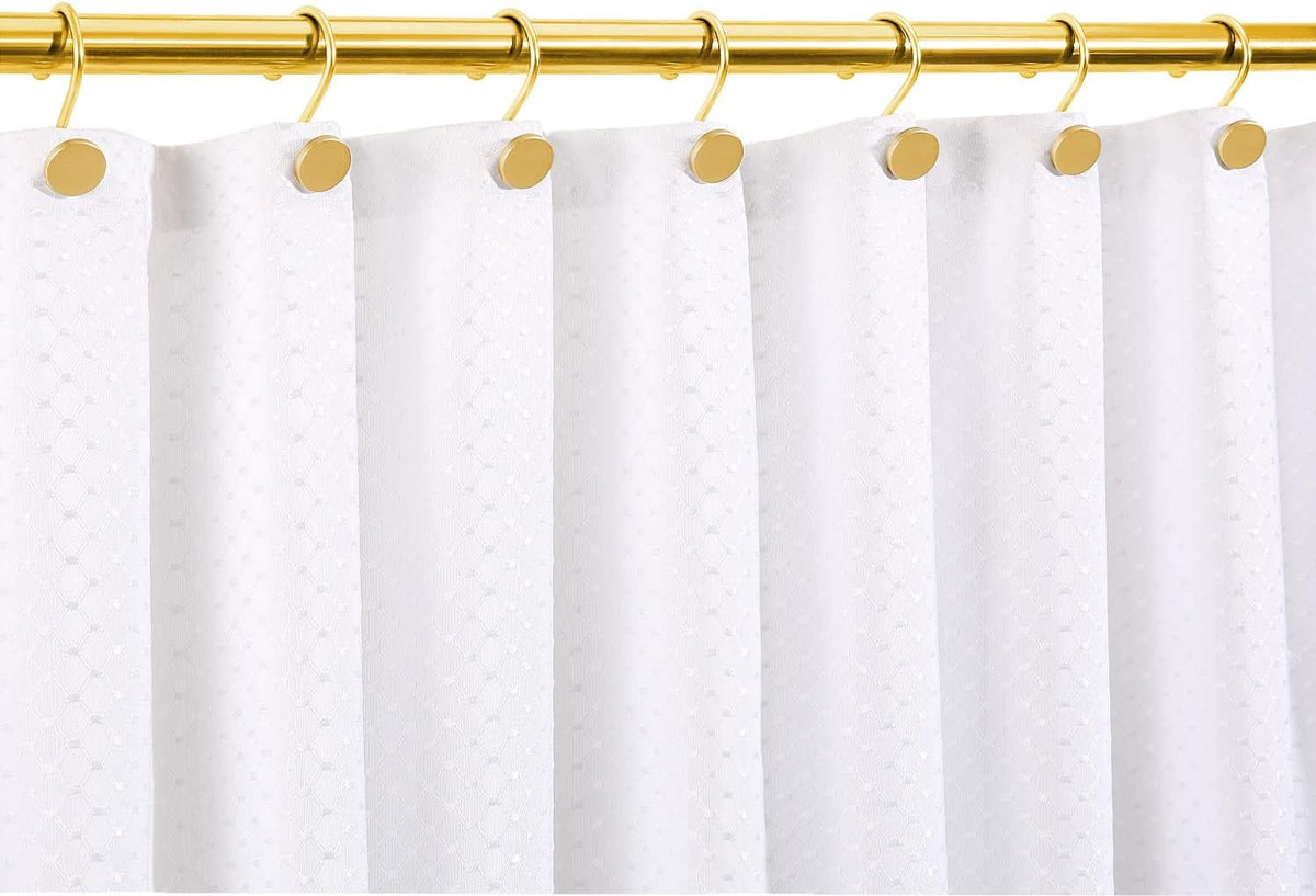 CHICTIE Gold Shower Curtain Hooks, Rustproof Shower Curtain Rings for Bathroom, Metal Shower Hooks for Shower Curtain Rod, Modern Decorative Shower Curtain Hangers Set of 12, Round Heavy Duty Design