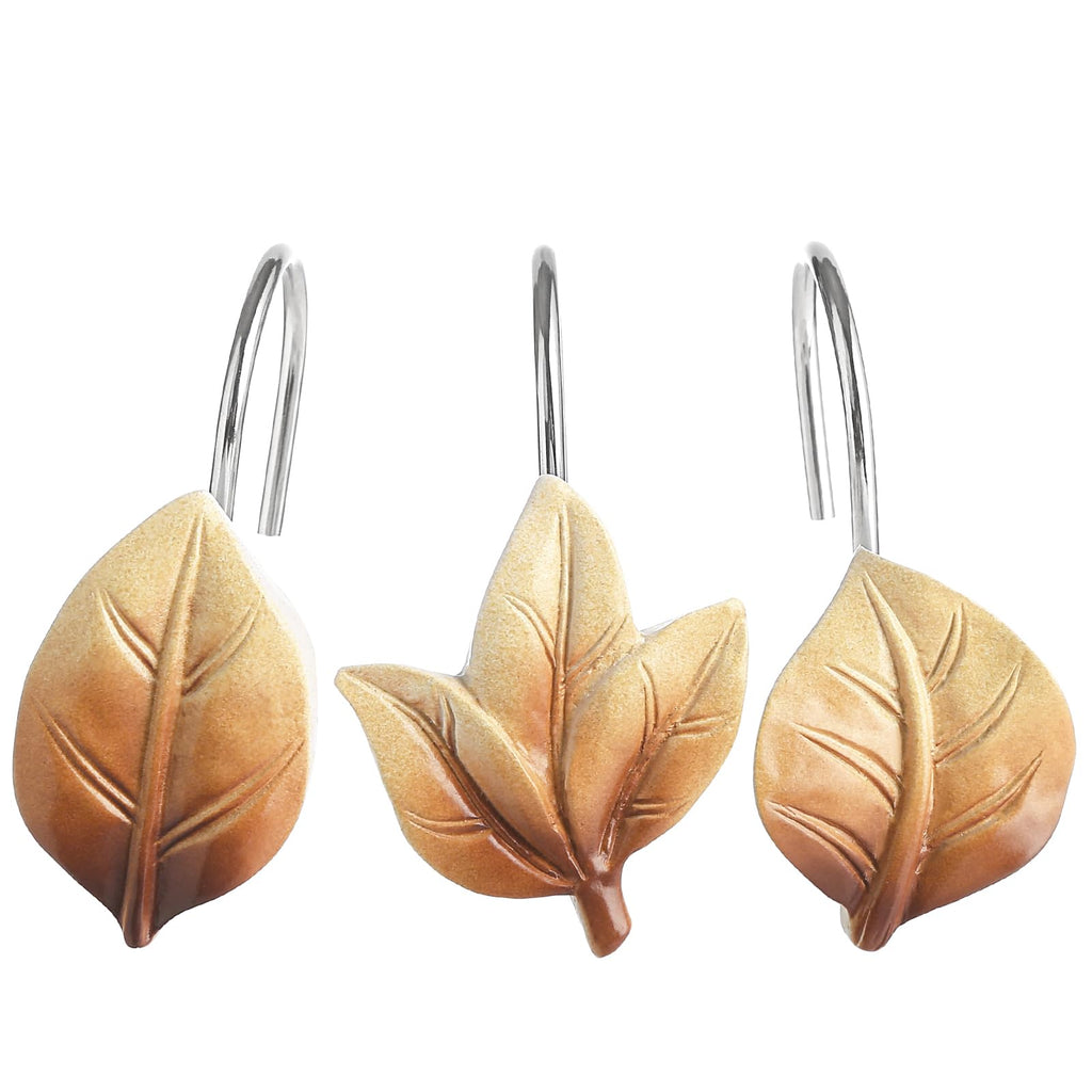SageGreen Plant Leaf Shower Curtain Hooks,Eucalyptus Bathroom Decor,12PCS