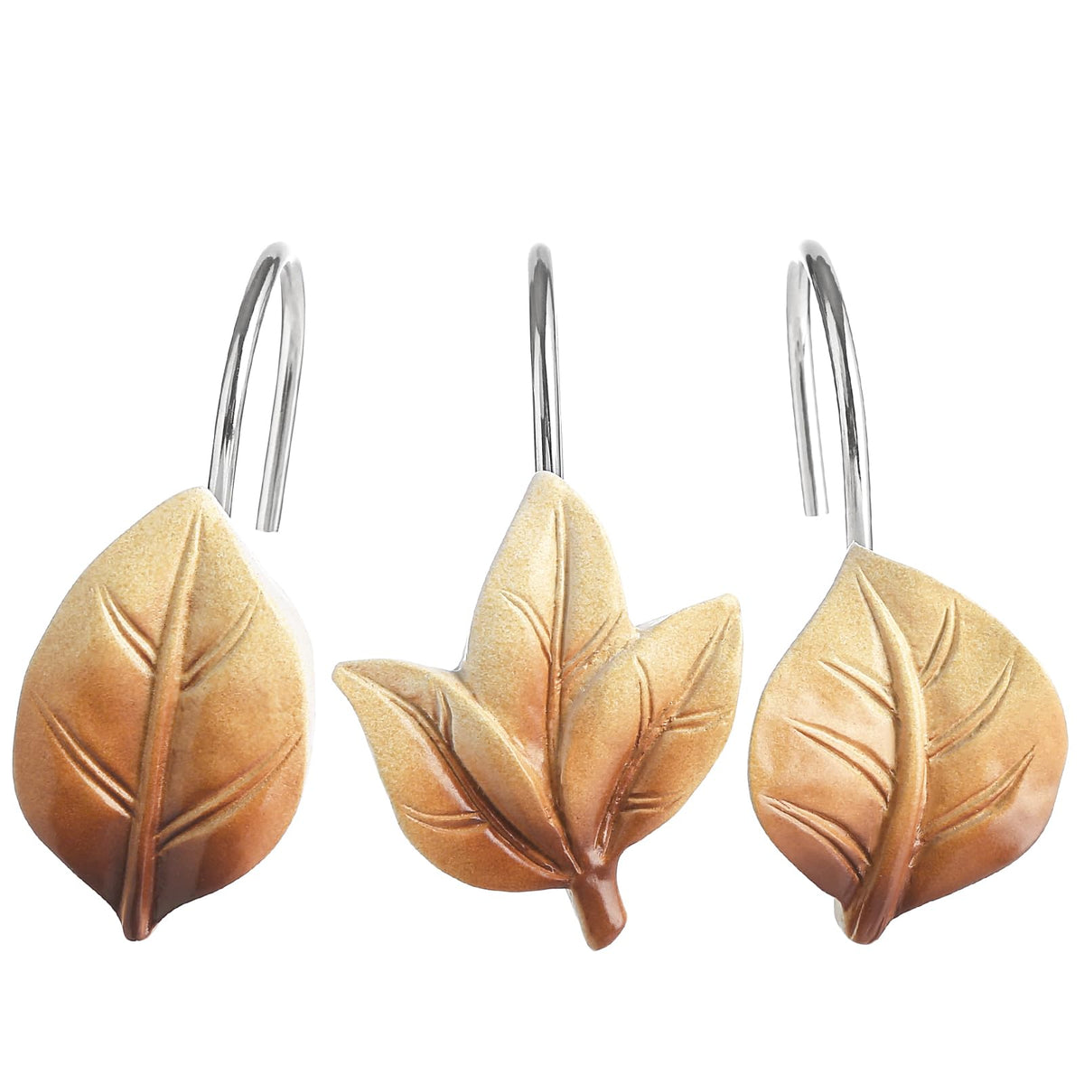 SageGreen Plant Leaf Shower Curtain Hooks,Eucalyptus Bathroom Decor,12PCS