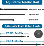 AIZESI 2 Pack Tension Curtain Rod 23-46 Inch Tension Rods No Drill, Black
