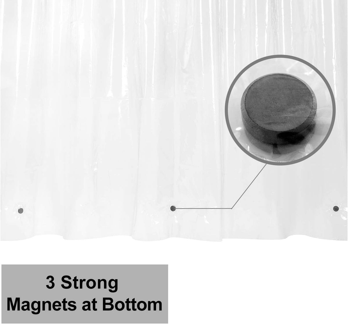 Barossa Design 48 inch Wide Stall Shower Curtain Liner with Magnets, Clear