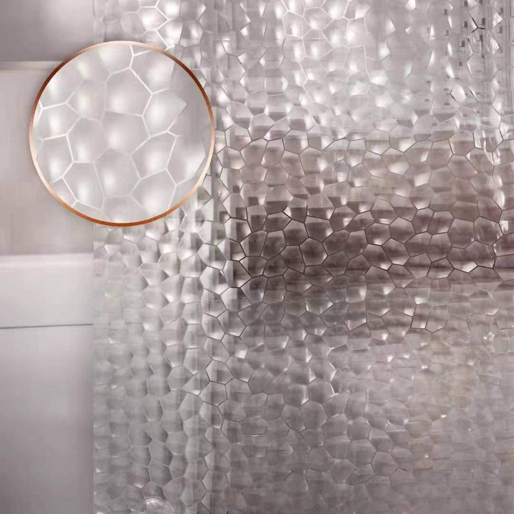 Bostofy Waterproof Shower Curtain Liner 8G EVA Thick Shower Curtain with Heavy Duty 3 Bottom Magnets, Shower Liner for Shower Stall, Bathtubs, 3D Pebble Pattern, 72 x 72,12 Hooks