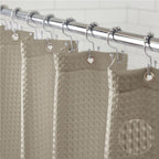 GORILLA GRIP White Waffle Style Textured Fabric Shower Curtain, 72x72