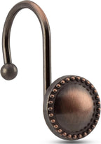 Shower Curtain Hooks,Rust-Resistant Decorative Rings,12-Pack,Bronze