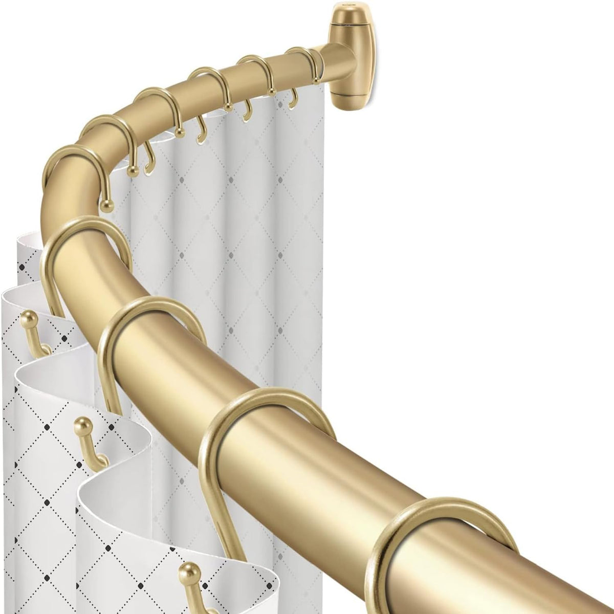 TOPROD Curved Shower Curtain Rod 48-72 Inches Adjustable Round Shower Rods
